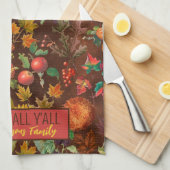 Gepersonaliseerde Herfst Autumn Botanical Theedoek (Quarter Fold)