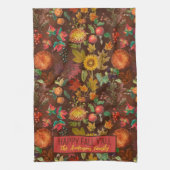 Gepersonaliseerde Herfst Autumn Botanical Theedoek (Verticaal)