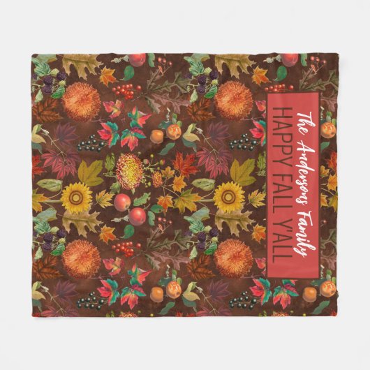Gepersonaliseerde Herfst Autumn Botanicals Fleece Deken (Voorkant (Horizontaal))