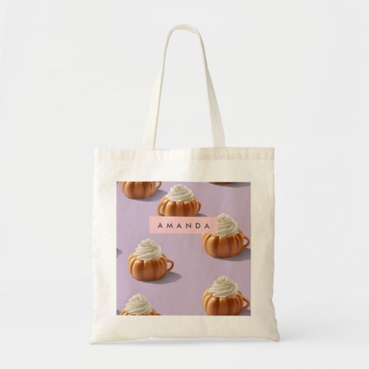 Gepersonaliseerde Herfst Autumn Pumpkin Whipped Cr Tote Bag (Voorkant)