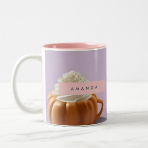 Gepersonaliseerde Herfst Autumn Pumpkin Whipped Cr Tweekleurige Koffiemok