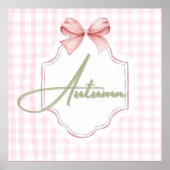 Gepersonaliseerde Herfst Baby Meisje Kwekerij Bow  Poster (Voorkant)