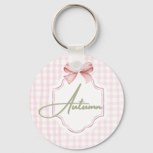 Gepersonaliseerde Herfst Baby Meisje Kwekerij Bow  Sleutelhanger (Voorkant)