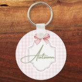 Gepersonaliseerde Herfst Baby Meisje Kwekerij Bow  Sleutelhanger (Voorkant)