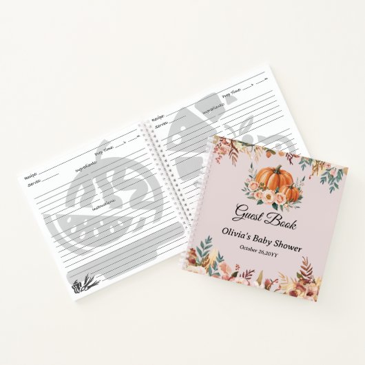 Gepersonaliseerde Herfst Bloemen Baby shower Gastb Notitieboek (Binnen)