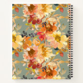 Gepersonaliseerde Herfst Bloemen Herfst Salie Groe Notitieboek (Achterkant)