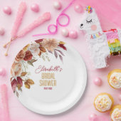 Gepersonaliseerde Herfst Boho Floral Vrijgezellenf Papieren Bordje (Feest)
