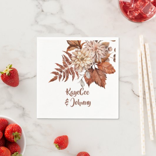 Gepersonaliseerde herfst bruiloft partij papier servet (Insitu)