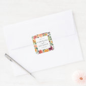 Gepersonaliseerde Herfst Floral Dank je wel gunst Vierkante Sticker (Envelop)