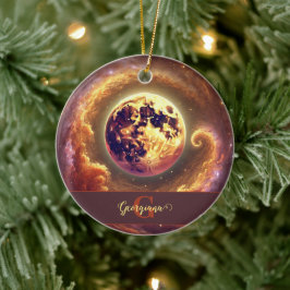 Gepersonaliseerde Herfst Galaxy Oogst Maan Keramisch Ornament