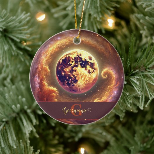 Gepersonaliseerde Herfst Galaxy Oogst Maan Keramisch Ornament (Boom)