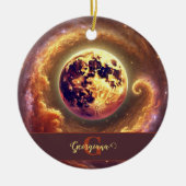 Gepersonaliseerde Herfst Galaxy Oogst Maan Keramisch Ornament (Voorkant)