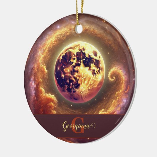 Gepersonaliseerde Herfst Galaxy Oogst Maan Keramisch Ornament (Links)