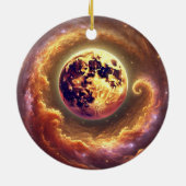 Gepersonaliseerde Herfst Galaxy Oogst Maan Keramisch Ornament (Achterkant)