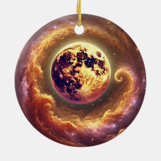 Gepersonaliseerde Herfst Galaxy Oogst Maan Keramisch Ornament (Achterkant)