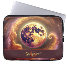 Gepersonaliseerde Herfst Galaxy Oogst Maan Laptop Sleeve