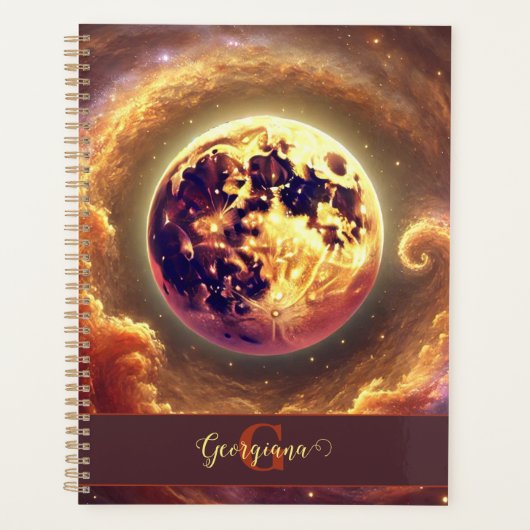 Gepersonaliseerde Herfst Galaxy Oogst Maan Planner (Voorkant)