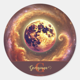 Gepersonaliseerde Herfst Galaxy Oogst Maan Ronde Sticker