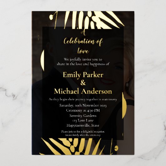 Gepersonaliseerde herfst gebladerte trouwkaart folie uitnodiging (Voorkant)