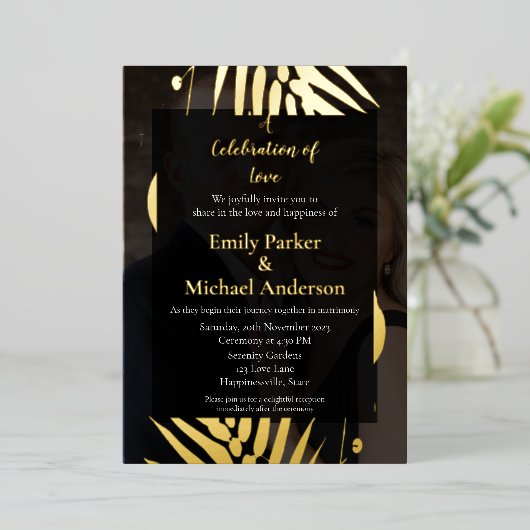 Gepersonaliseerde herfst gebladerte trouwkaart folie uitnodiging (Staand Voorkant)