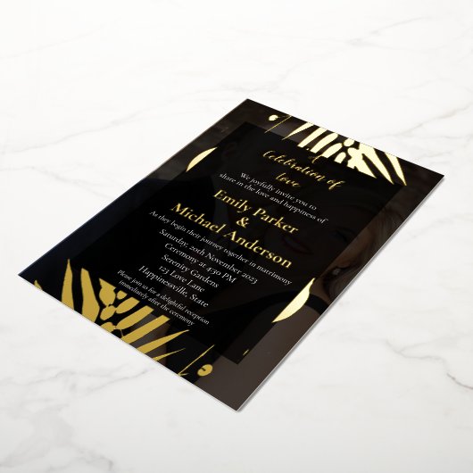 Gepersonaliseerde herfst gebladerte trouwkaart folie uitnodiging (Gedraaid)