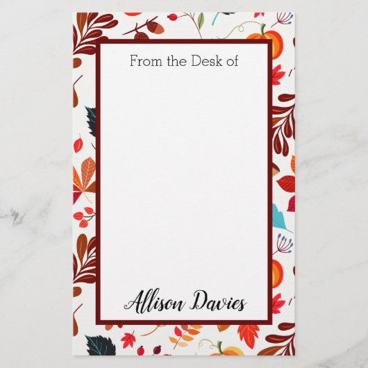 Gepersonaliseerde herfst Harvest Briefpapier (Voorkant)