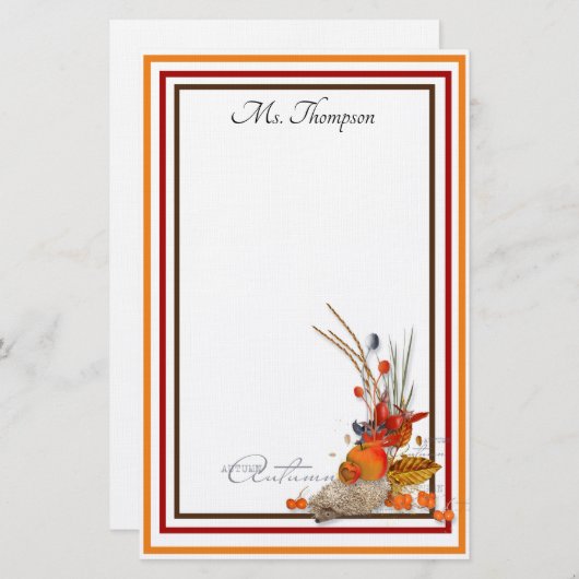 Gepersonaliseerde herfst Harvest Briefpapier (Voorkant / Achterkant)