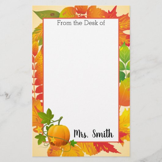 Gepersonaliseerde herfst Harvest Briefpapier (Voorkant)