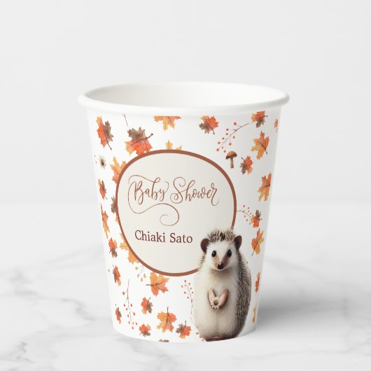 Gepersonaliseerde herfst Hedgehog Paper Cups Papieren Bekers (Voorkant)