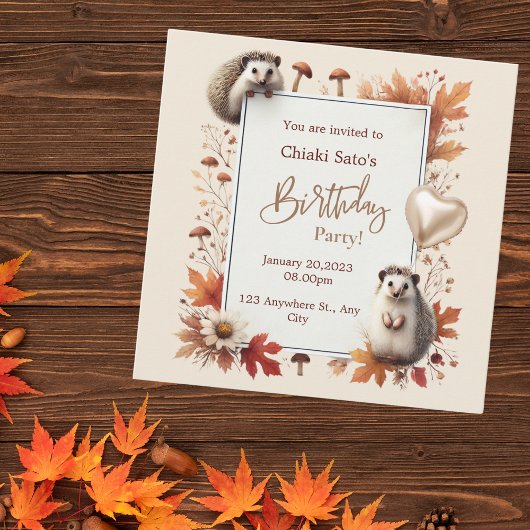 Gepersonaliseerde herfst Hedgehog Verjaardag uitno Save The Date