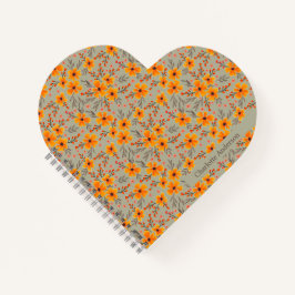 Gepersonaliseerde Herfst Herfst Bloemenpatroon Notitieboek