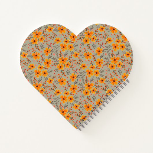 Gepersonaliseerde Herfst Herfst Bloemenpatroon Notitieboek (Achterkant)