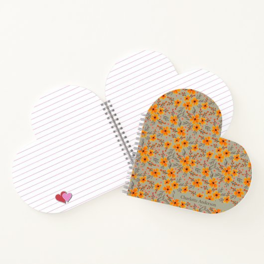 Gepersonaliseerde Herfst Herfst Bloemenpatroon Notitieboek (Binnen)