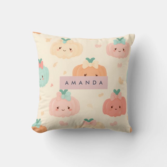 Gepersonaliseerde Herfst Herfst Pastel Schattige P Kussen (Voorkant)