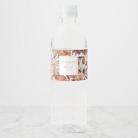Gepersonaliseerde herfst herfst van Terracotta Waterfles Etiket (Voorkant)