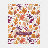 Gepersonaliseerde Herfst - Herfstbladeren & eikels Fleece Deken (Voorkant)