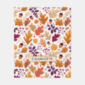 Gepersonaliseerde Herfst - Herfstbladeren & eikels Fleece Deken (Voorkant)