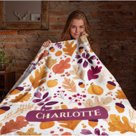 Gepersonaliseerde Herfst - Herfstbladeren & eikels Fleece Deken