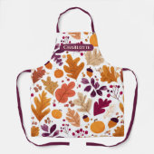 Gepersonaliseerde Herfst - Herfstbladeren & eikels Schort (Voorkant)