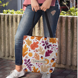 Gepersonaliseerde Herfst - Herfstbladeren & eikels Tote Bag