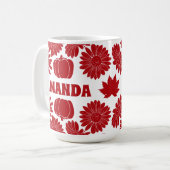 Gepersonaliseerde Herfst herfstbloemen pompoenen r Koffiemok (Voorkant links)