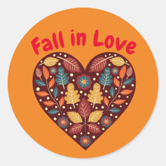 Gepersonaliseerde Herfst in Love Autumn Ronde Sticker