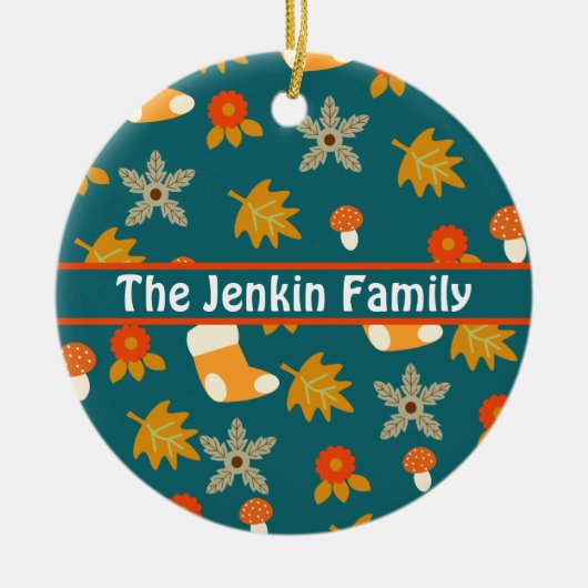 Gepersonaliseerde herfst keramisch ornament (Voorkant)