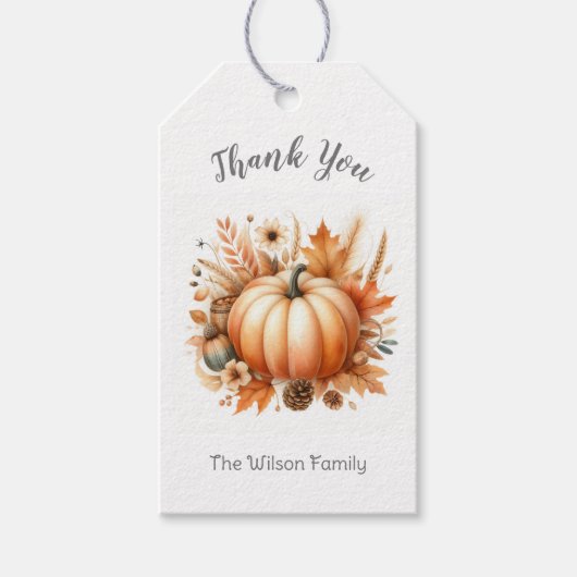 Gepersonaliseerde Herfst Little Pumpkin Gift Label Cadeaulabel (Voorkant)