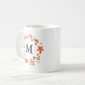 Gepersonaliseerde Herfst najaar bladeren monogramm Koffiemok (Voorkant links)