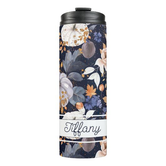 Gepersonaliseerde Herfst Pattern Thermal Tumbler Thermosbeker (Voorkant)