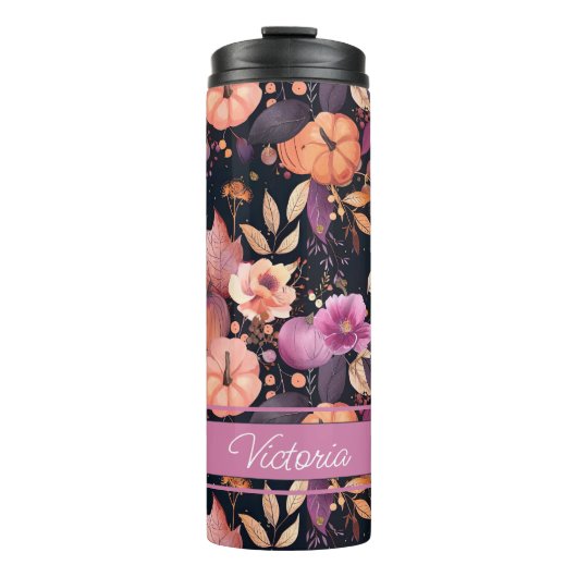 Gepersonaliseerde Herfst Pattern Thermal Tumbler Thermosbeker (Voorkant)