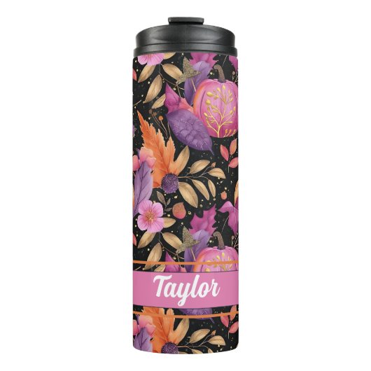 Gepersonaliseerde Herfst Pattern Thermal Tumbler Thermosbeker (Voorkant)