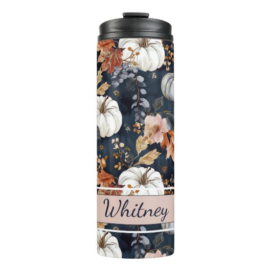 Gepersonaliseerde Herfst Pattern Thermal Tumbler Thermosbeker (Voorkant)