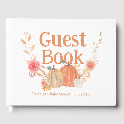 Gepersonaliseerde Herfst pompoen Baby shower Gastenboek (Voorkant)